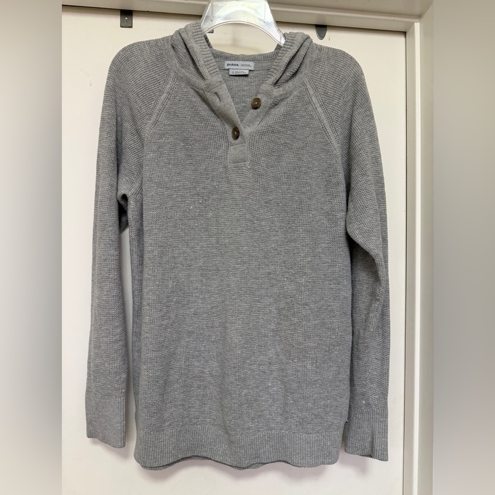 prAna Womens Wool Blend Milani Tunic Athletic Gray Long Sleeves Hood - size S